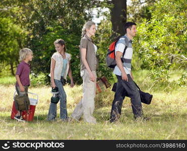 Family going camping