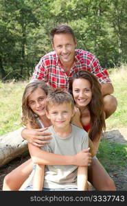 Family having fun on hiking day