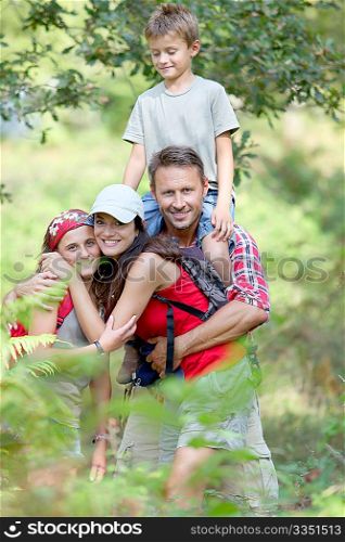 Family having fun on hiking day
