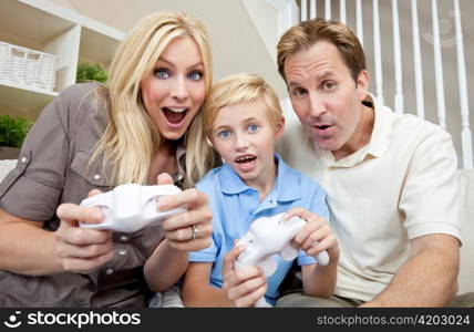 Family Having Fun Playing Video Console Game