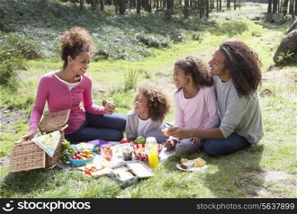 Family Having Picnic In Countryside