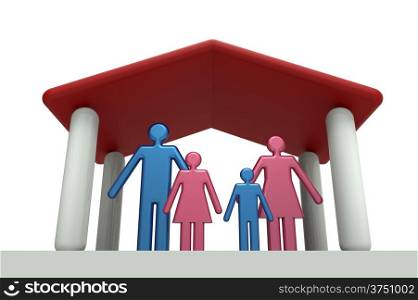 Family house, Protection of family, isolated on white render