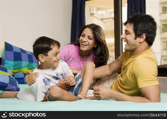 Family in a playful mood