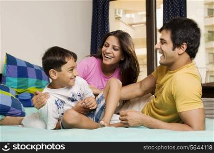 Family in a playful mood