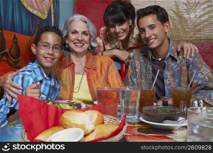 Family in a restaurant