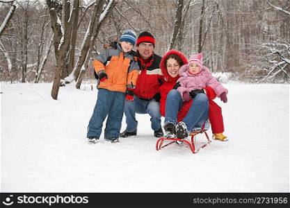 family inforest at winter