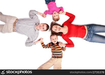 family lying on floor