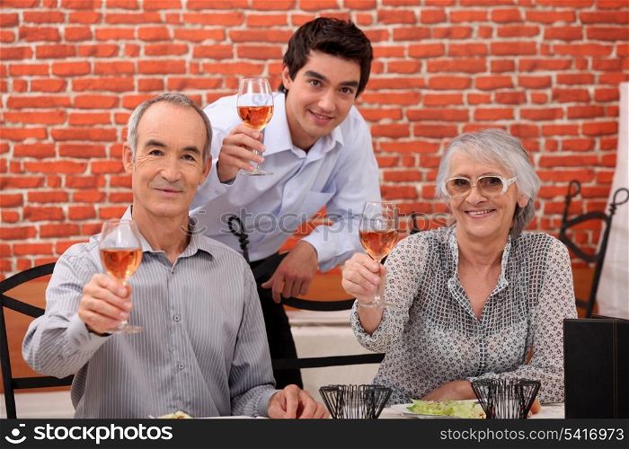 Family making a toast