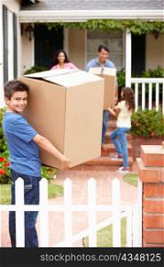 Family moving into rented house