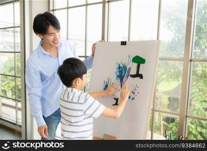 Family of artists that spend weekends at home painting with water