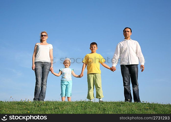 family of four on grass