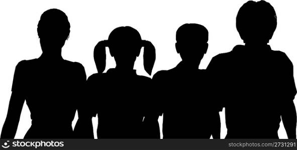 family of four silhouette