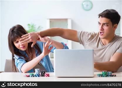 Family of wife and husband gambling online