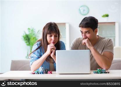 Family of wife and husband gambling online
