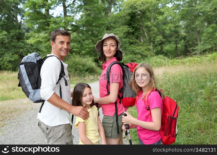 Family on a hiking day
