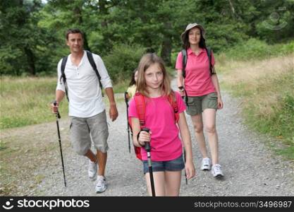 Family on a hiking day