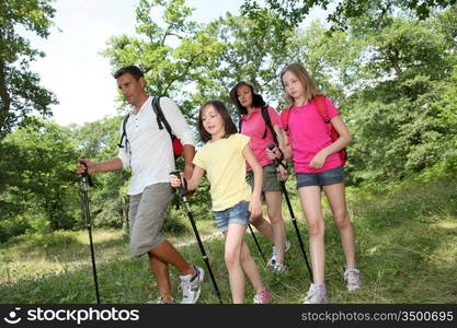 Family on a hiking day