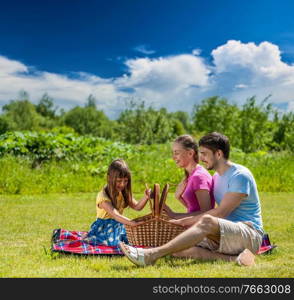 Family on picnic at sunny day