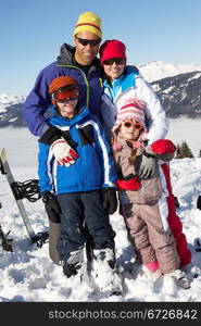 Family On Ski Holiday In Mountains