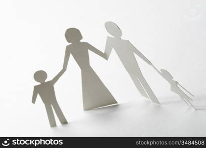 family paper his her and two child