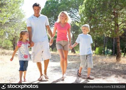 Family, parents and children,walking,walk together in park