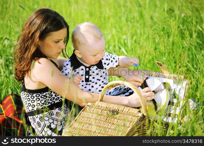 family picnic mother and child