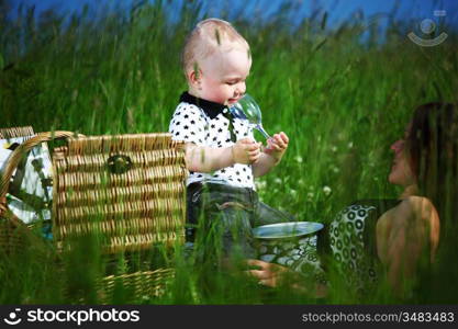 family picnic mother and child