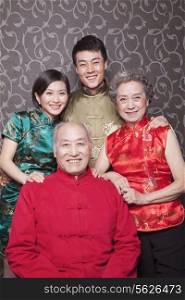 Family Portrait In Chinese Traditional Clothing