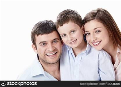 Family portrait on a white background