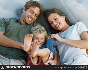 Family relaxing and laughing