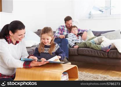 Family Relaxing Indoors Together