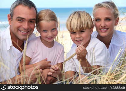 Family spending the day by the seaside