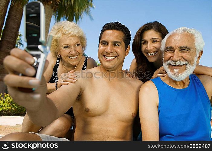 Family Taking Picture with Camera Phone