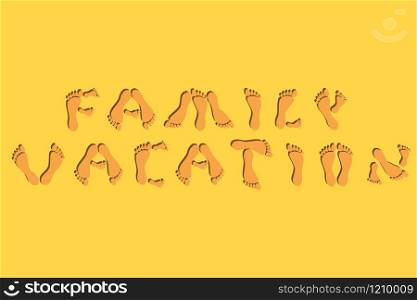 family vacation summer footprints font isolated vector illustration