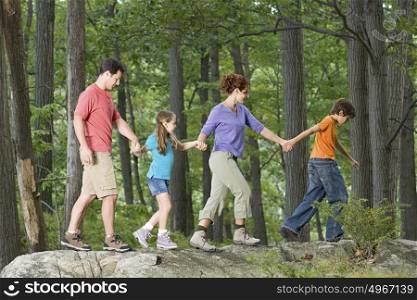 Family walking hand in hand