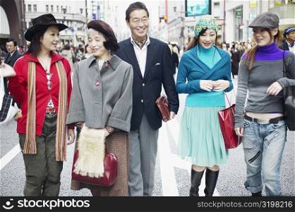 Family walking on the street