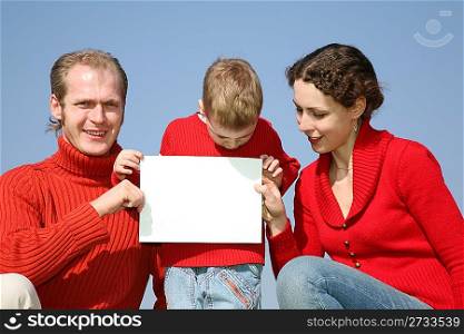 family with card for text