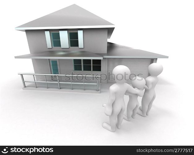 Family with house. 3d