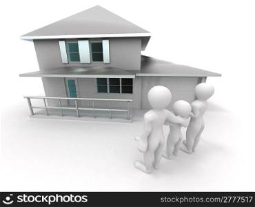 Family with house. 3d
