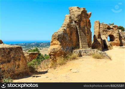 Famous ancient ruins in Valley of Temples, Agrigento, Sicily, Italy. UNESCO World Heritage Site.