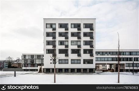 famous Bauhaus in Dessau, Germany in the winter