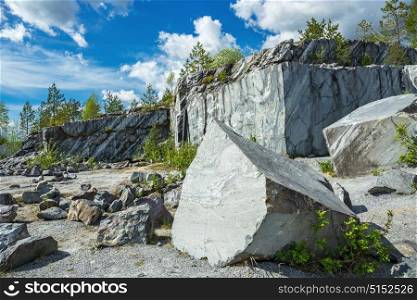 Famous beautiful marble quarry Ruskeala in Karelia.