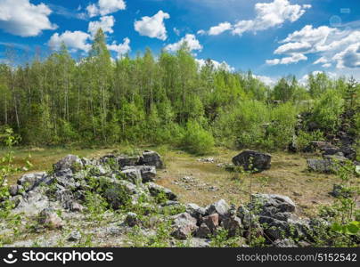 Famous beautiful marble quarry Ruskeala in Karelia.