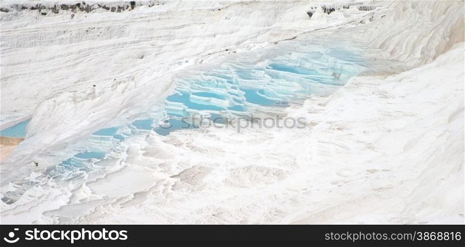 Famous beautiful travertine pools and terraces in Pamukkale Turkey