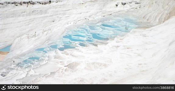 Famous beautiful travertine pools and terraces in Pamukkale Turkey