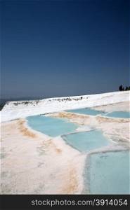 Famous beautiful travertine pools and terraces in Pamukkale Turkey