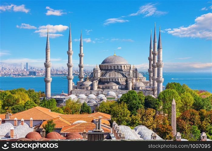 Famous Blue Mosque or Sultan Ahmet Mosque in Istanbul, Turkey.. Famous Blue Mosque or Sultan Ahmet Mosque in Istanbul, Turkey