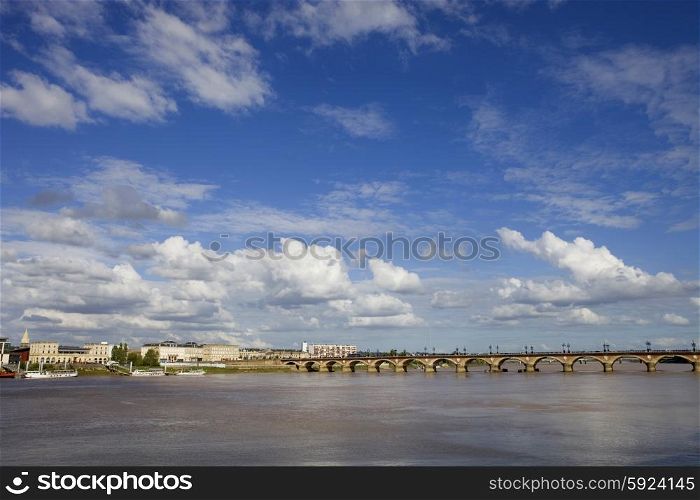 Famous bridge Pont de Pierre, Bordeaux, Aquitaine, France