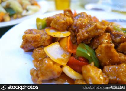 Famous Chinese cuisine sweet and sour pork