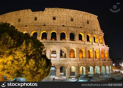 Famous Colosseum in Rome at night. Italy. Long exposure&#xA;
